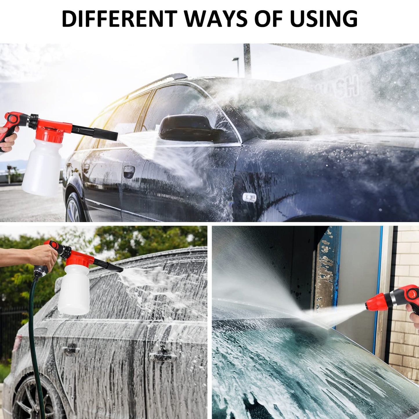 AUTODECO 33Pcs Car Wash Detailing Kit Cleaning Kits with Foam Gun Sprayer Brush Large Wash Mitt Towels Complete Interior Exterior Car Washing Supply Set Blue
