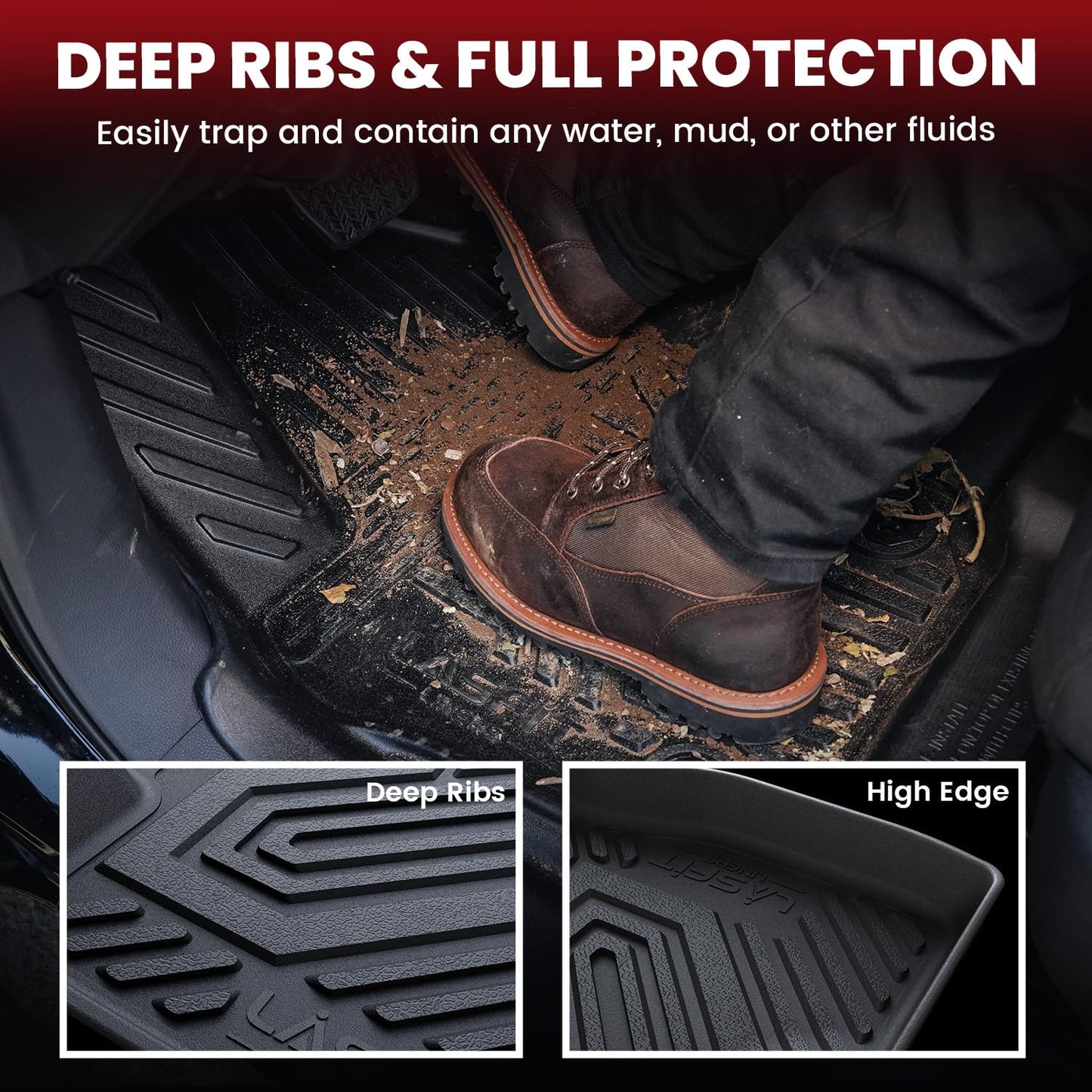 LASFIT Floor Mats&Trunk Mat for Toyota RAV4 2013-2018(Not Fit Hybrid) All Weather TPE Mats Custom Fit for Floor Liner for Toyota RAV 4 LE/XLE/SE/Limited/Platium Front and Rear 2 Row Car Mats,Black