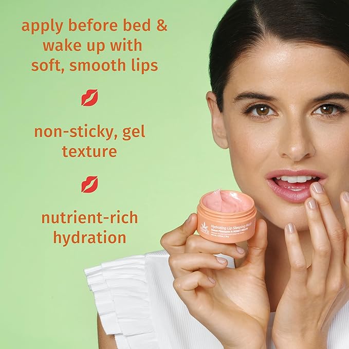 Hempz Hydrating Lip Sleeping Mask - Sweet Pineapple & Honey Melon (.70 Oz.) | Overnight Hydrating Lip Balm for Dry Lips, Lip Repair, Chapped Lip Treatment & Nourishment for Women