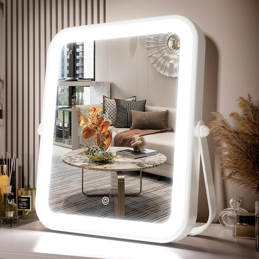 PRIMETEK LED Vanity Mirror with Gift Box, 10"x8" Lighted Hollywood Makeup Mirror, Portable Travel Makeup Mirror with Lights, 3-Color Lighting, 5X Magnification, for Vanity Desk, Bedroom, Gifts for Her