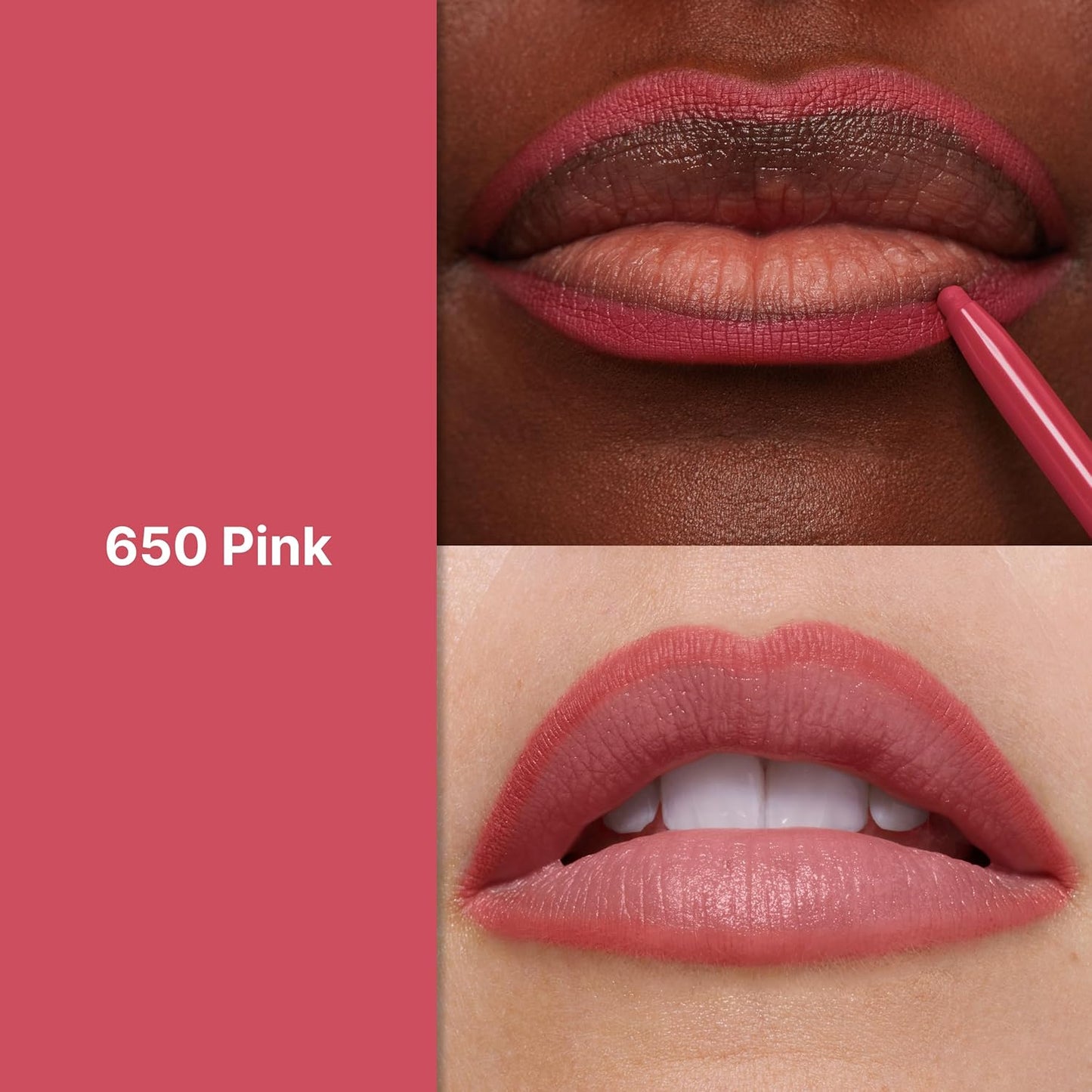 Revlon Colorstay Lip Liner Makeup with Built-in-Sharpener, Longwear Rich Colors, Smooth Application, 650 Pink, 0.01 oz