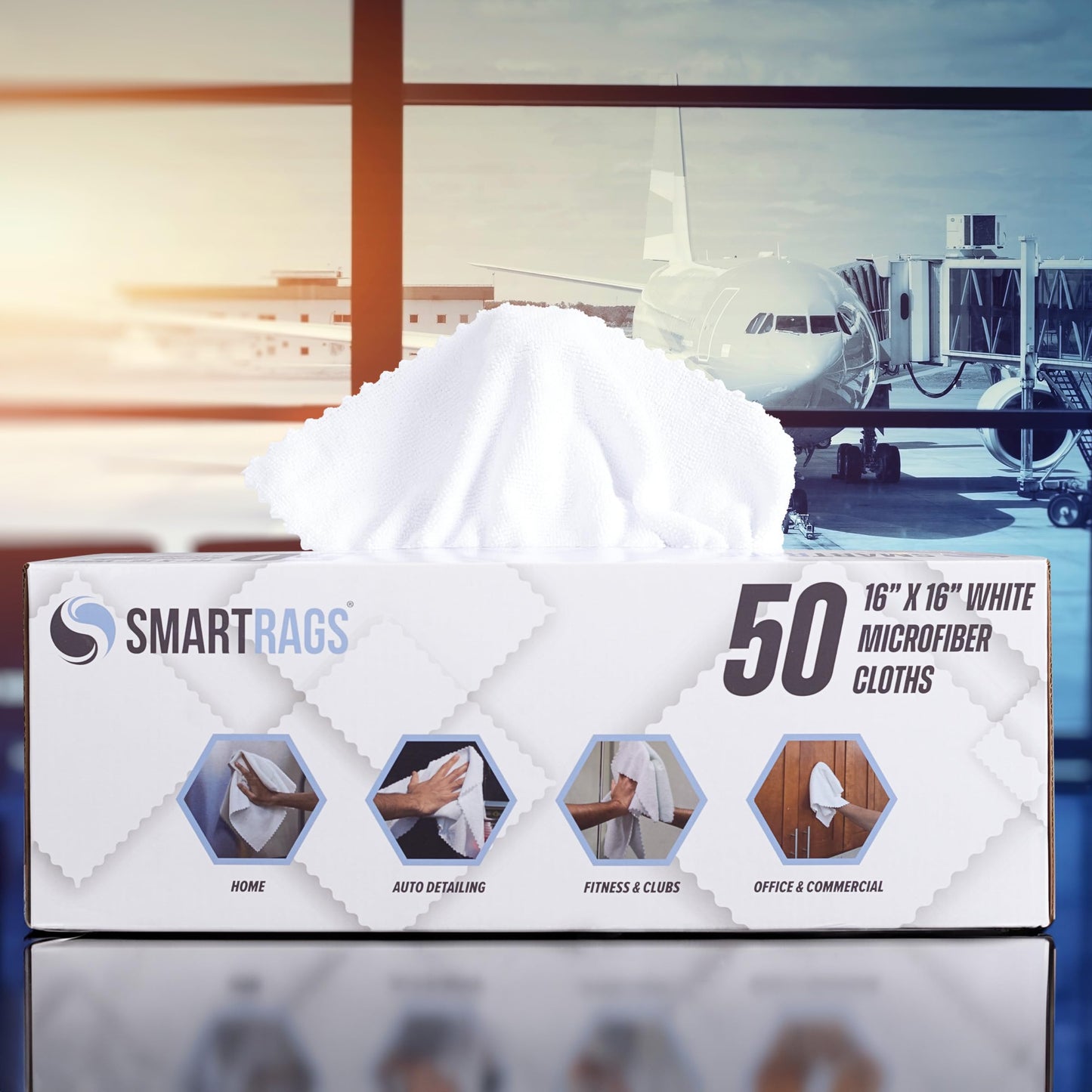 Arkwright Smart Rags in Box - (Bulk Case of 400) Lint Free, Large Microfiber Cleaning Cloth, Scratch & Streak-Free, Dispensable Wash Towels for Cars, Kitchen, and Window Glass, 16 x 16 in, White