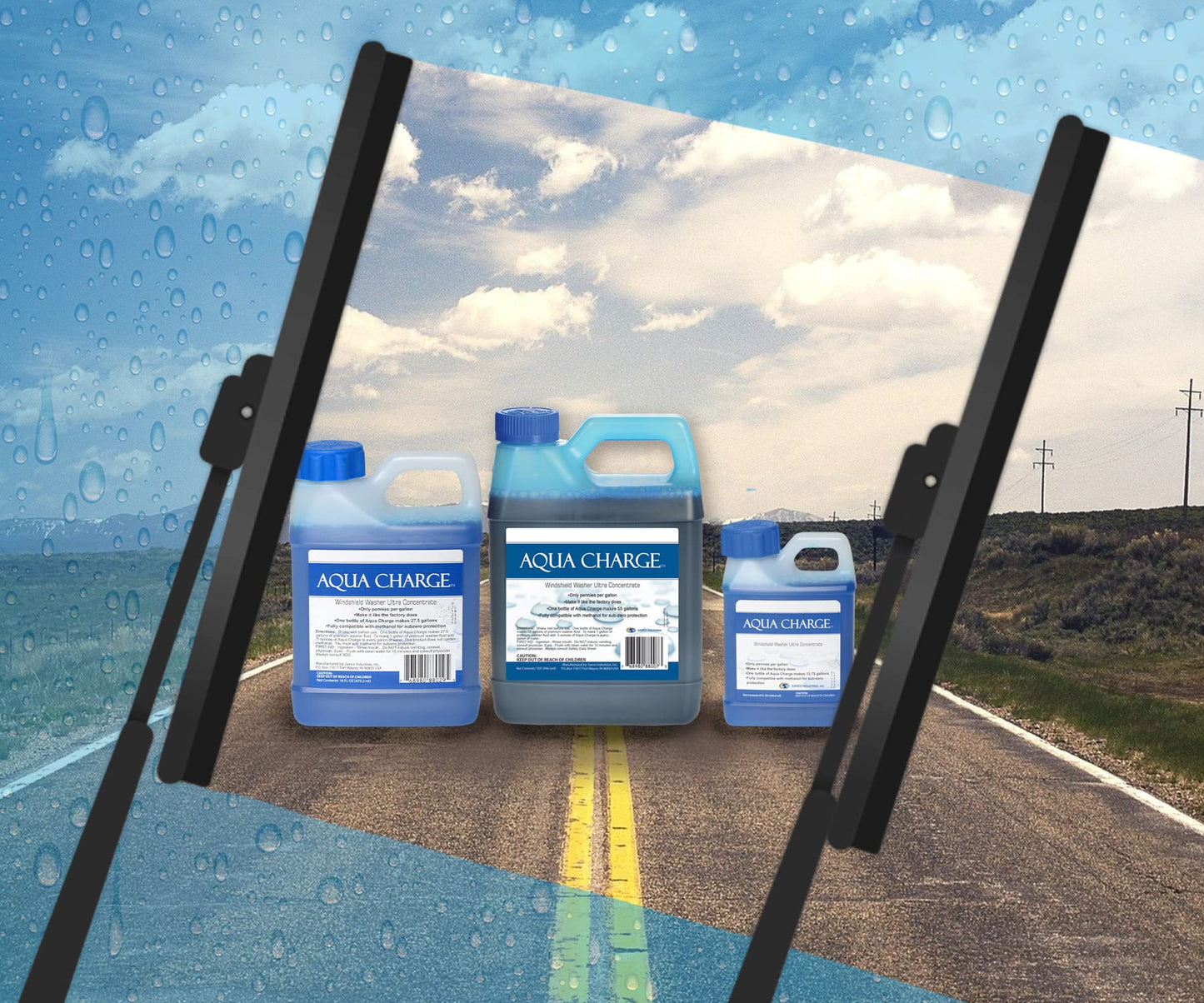 Sanco Industries Aqua Charge - Ultra Concentrated WIndshield Washer Fluid - Makes 55 Gallons - 32 Ounce Bottle