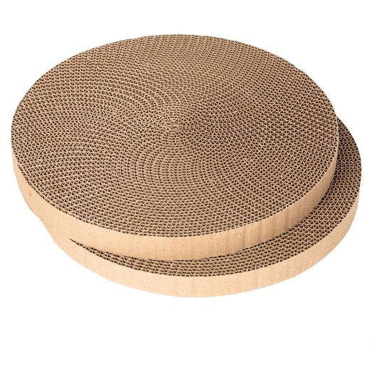 Round Cat Scratcher Refill - 10 Inch Diameter, 7/8 Inch Thickness - Cardboard Cat Scratcher Scratching Board Replacement Pads (2pcs) for Indoor Cats