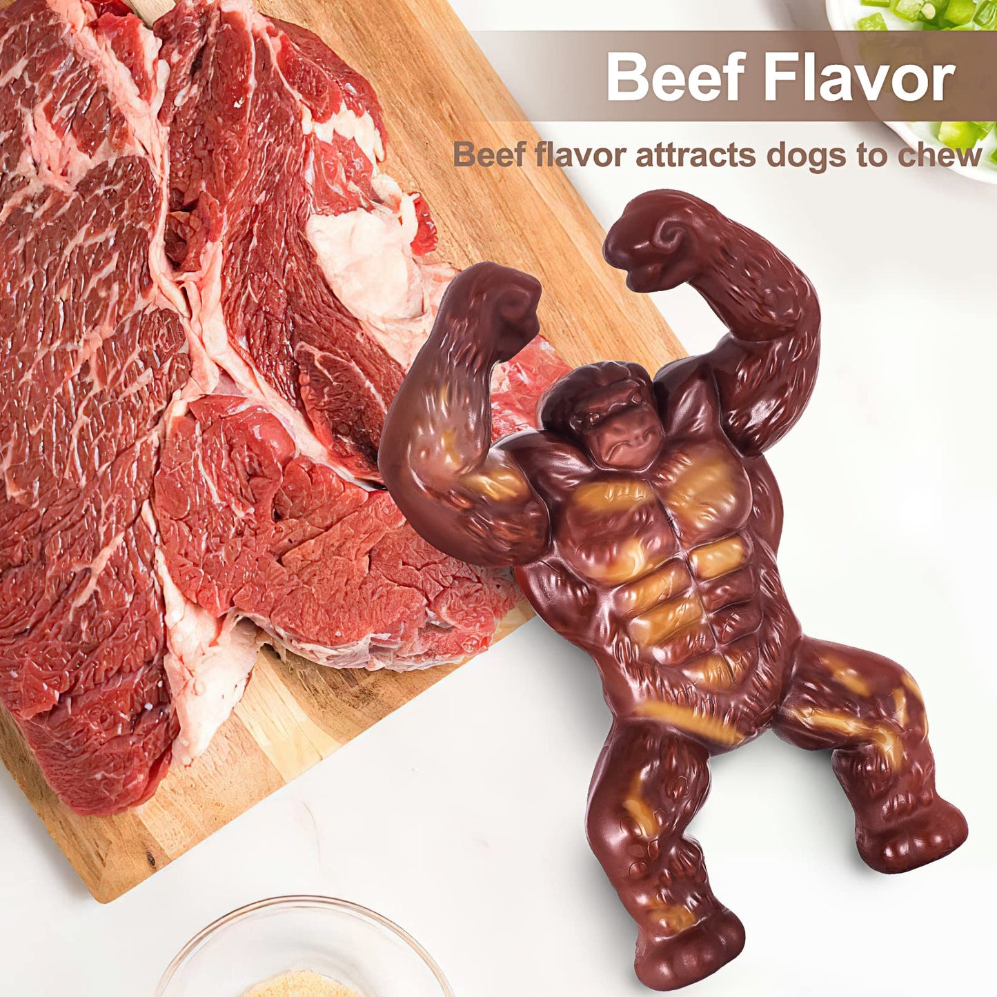 PETSTA Indestructible Dog Toys for Aggressive Chewers, Extreme Tough Toys for Large Dogs, Real Beef Flavored, Dog Bone for Medium/Large Dogs Breed, Gifts for Dogs