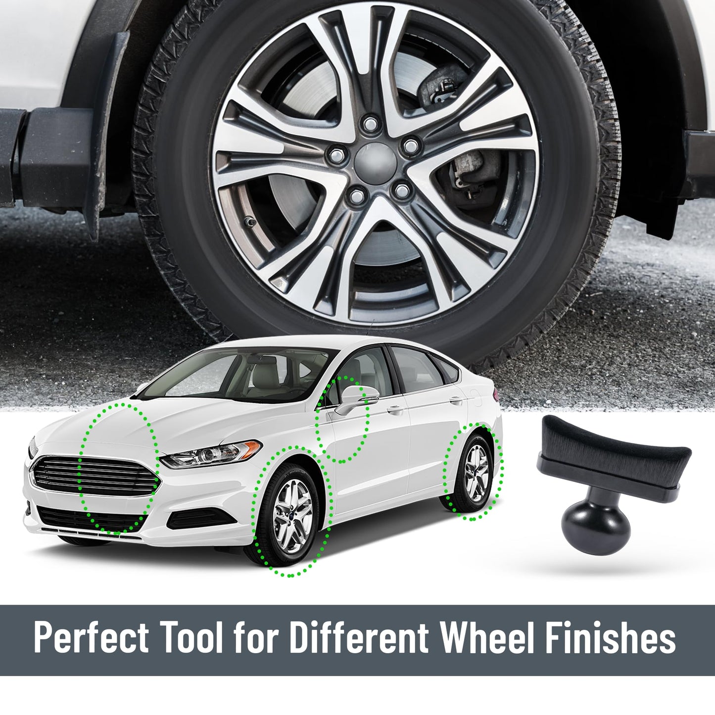 Car Tire Shine Applicator,Vegan Tire Shine Applicator with Curved Brush Head - Large Automotive Tire Dressing Applicator Brush with Storage Stand for Tire Detailing, 3.6 Inch Length (Black)