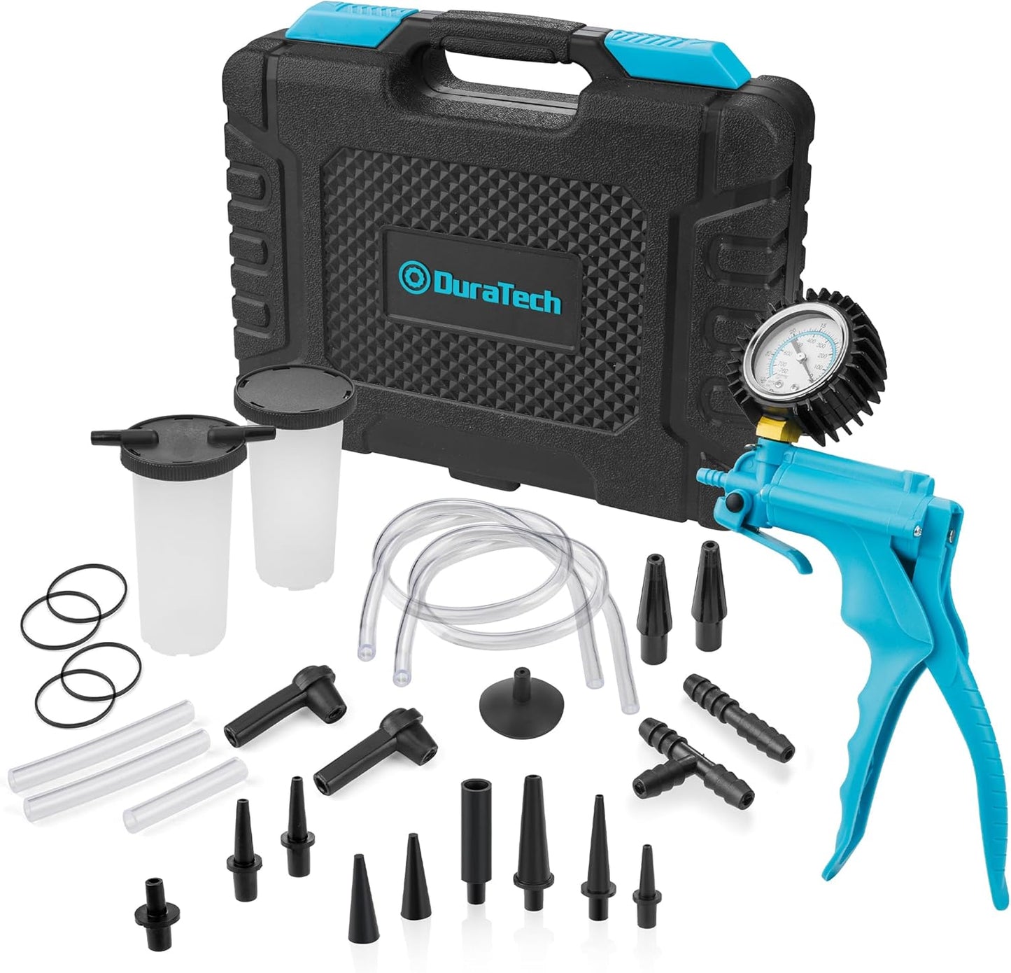DURATECH 2 in 1 Brake Bleeder Kit, Brake Fluid Bleeder Kit with Handheld Vacuum Pump, for Automotive, Organized in Portable case