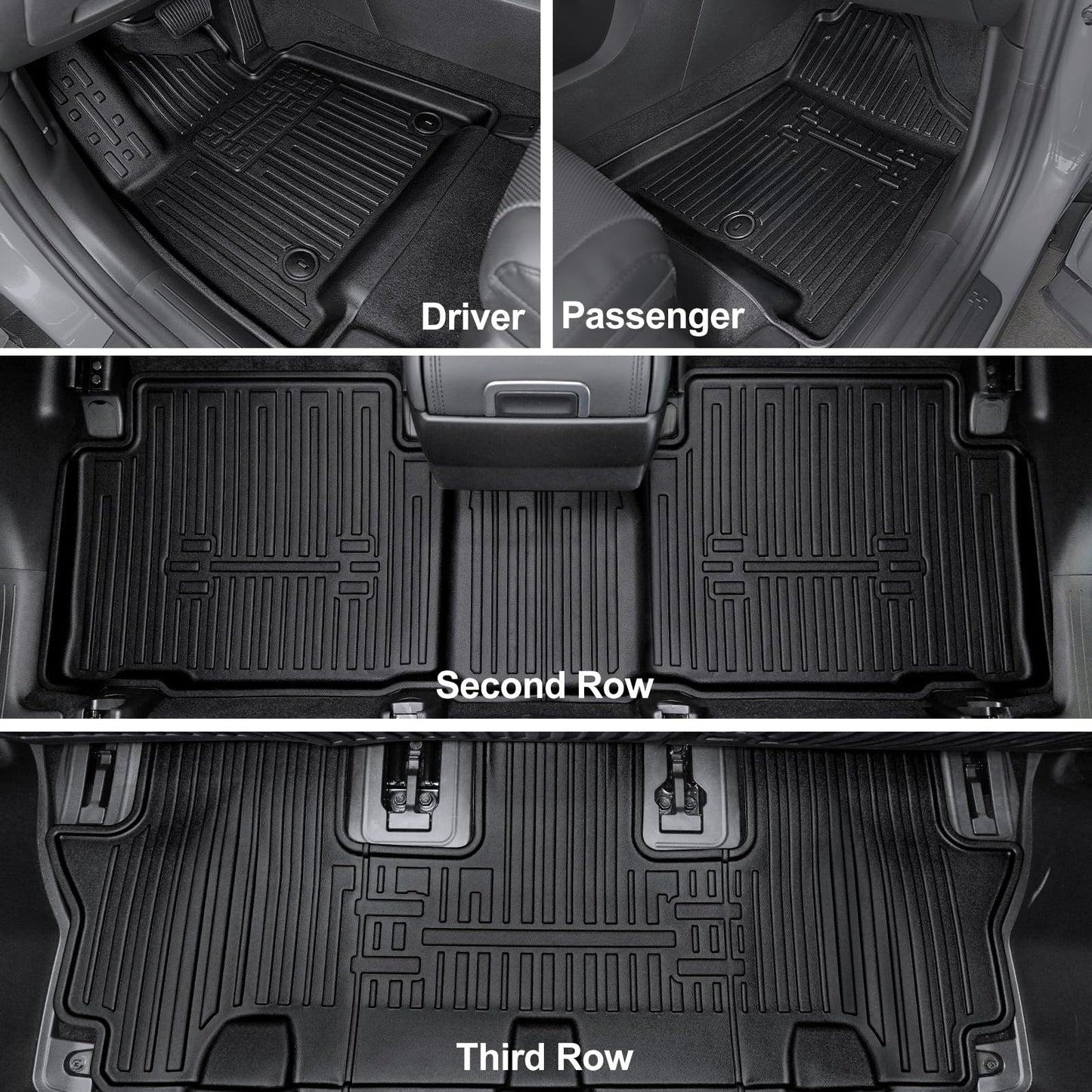 HOUCLEMIC Floor Mats for 2024 2025 2026 Hyundai Santa Fe (Fit Hybrid and Fuel), TPE All Weather Protection Custom Trunk Cargo Mat with Backrest Mat for Santa Fe Calligraphy Accessories