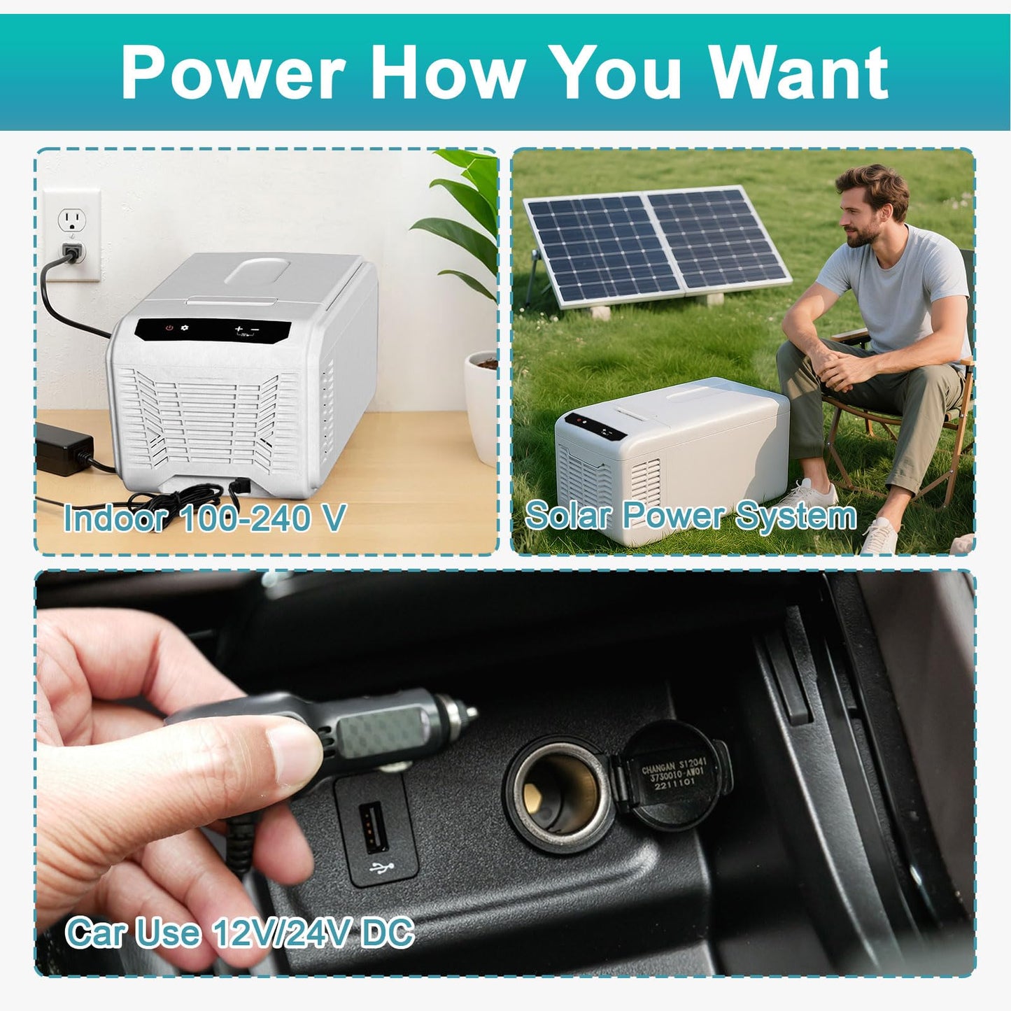 Erivess 12 Volt Refrigerator, 16QT(15L) Portable Freezer Compressor Cooler, 12/24V DC & 110-240V AC, -4℉~68℉ Dual Mode, Car Fridge for Camping, Travel, Truck, RV, Boat