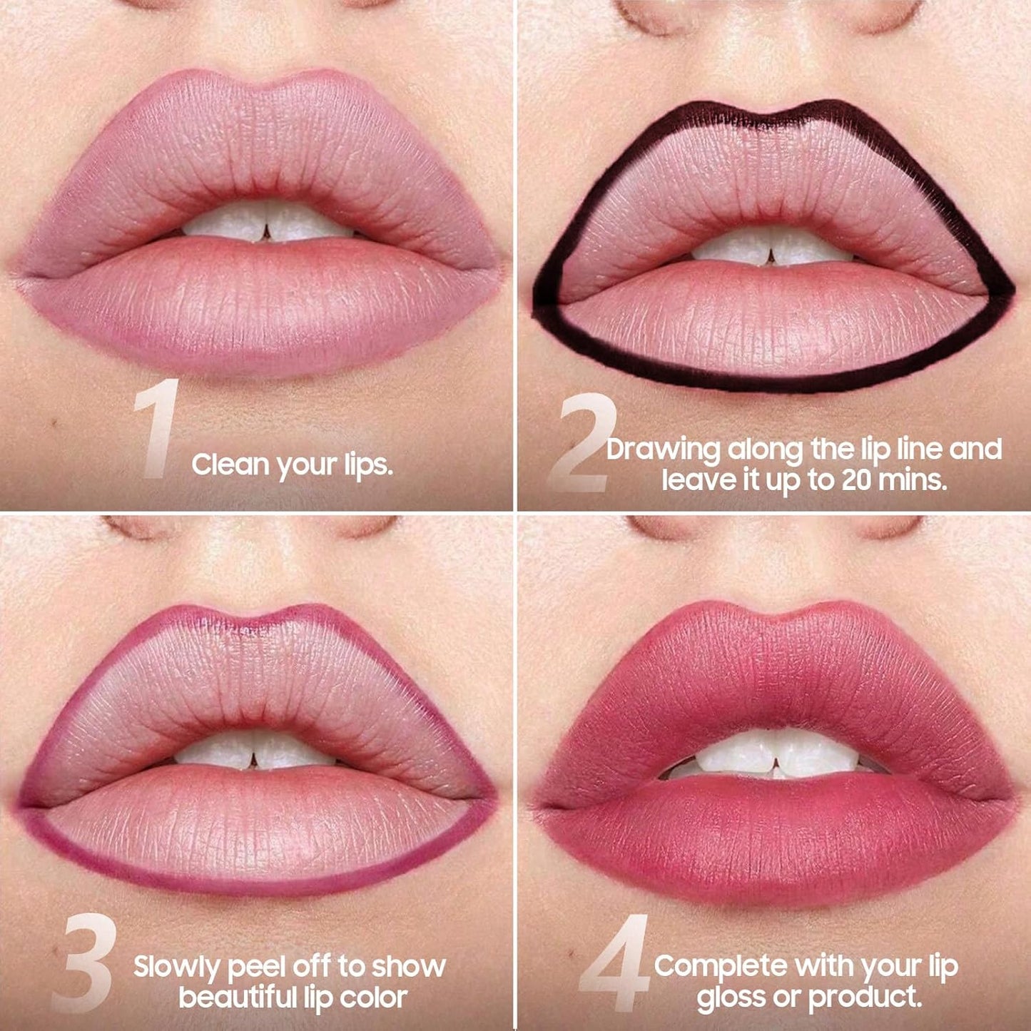 Peel Off Lip Liner Stain - Non-Stick Cup Lip Comfortable Vivid Color Peel Lip Stain Transfer-Proof & Long - Wear, Create Beauty & Charming Lip Makeup For All Skin Types with All-Day (#04 Coral)
