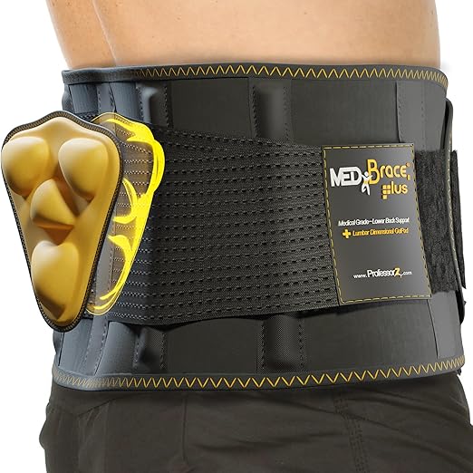 PLUS Lower Back Brace for Lifting at Work with Ergonomic Dimensional Lumbar Pad - Back Support Belt for Pain Relief for Men and Women - Medical Grade Orthopedic Waist Compression (Medium)