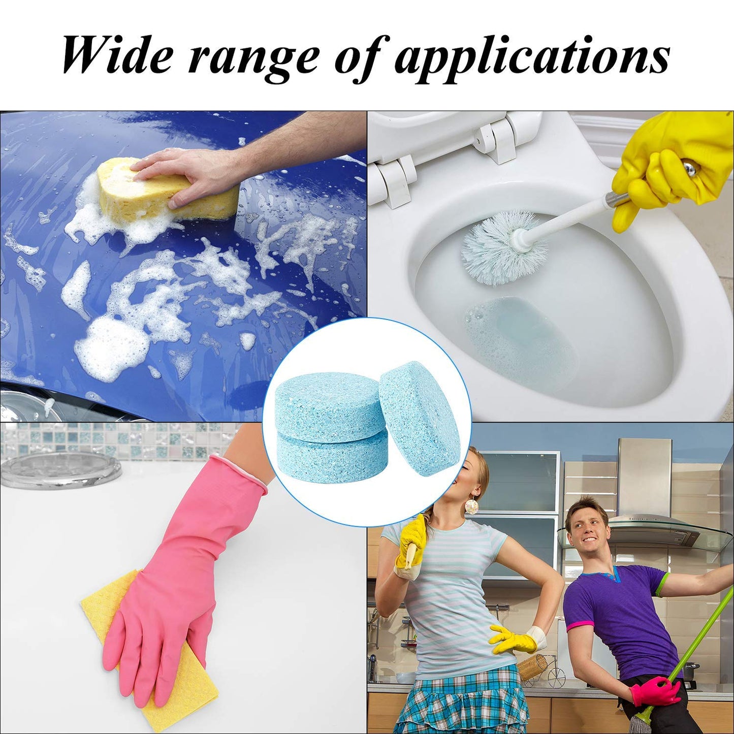 Boao 100 Pcs Car Windshield Washer Tablets Cleaning Washer Fluid Tablets Glass Concentrated Cleaner Windshield Wiper Fluid Solid Effervescent Remove Auto Glass Stains Clear Car Vision