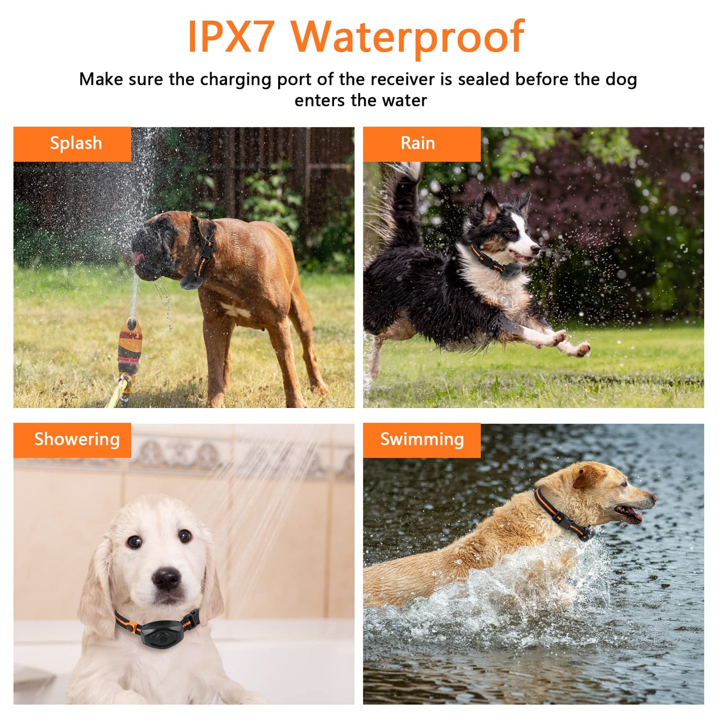 Dog Training Collar, IPX7 Waterproof Dog Shock Collar with Remote Control Range 1300ft, 3 Training Modes, Beep, Shock, Vibration, Rechargeable Shock Collar for Large Medium Small Dogs