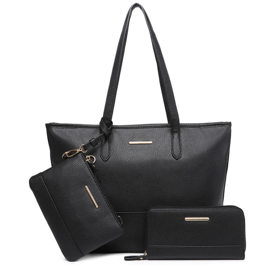 MARCO M KELLY 3PCS Women Vegan Leather Purses and Handbags Top Handle Tote Bag Shoulder Satchel Purse with Wallet