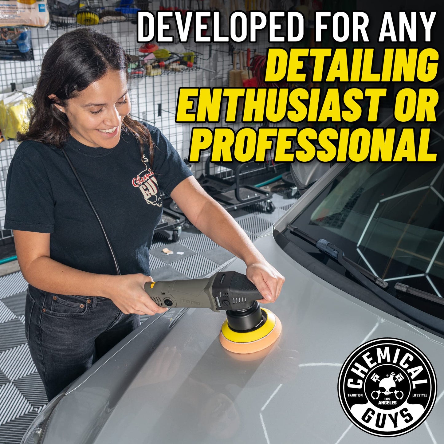 Chemical Guys BUF_503X TORQX Random Orbital Polisher, Pads, Polishes & Compounds Kit (Safe for Cars, Trucks, SUVs, & More) 700W, Orbit 8mm - 9 Items
