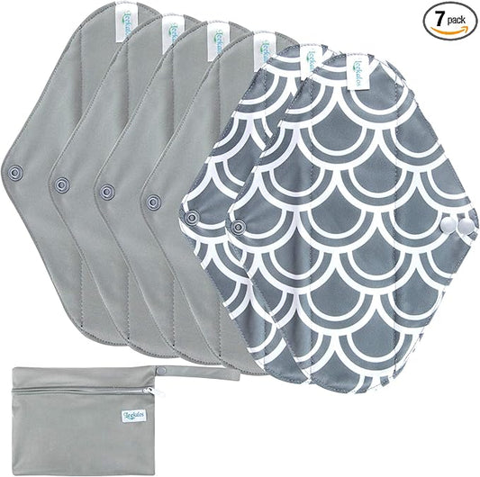 Leekalos Reusable Bamboo Cloth Pads - Light Incontinence Pads - Pack of 6, 1 Cloth Mini Wet Bag