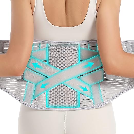 Back Brace for Lower Back Pain Relief - Back Support Belt for Women & Men, Lower Back Brace for Herniated Disc, Sciatica. Removable Stays for Lower Back Support with 2 Different Hardness Sets (XX-Large, Grey)
