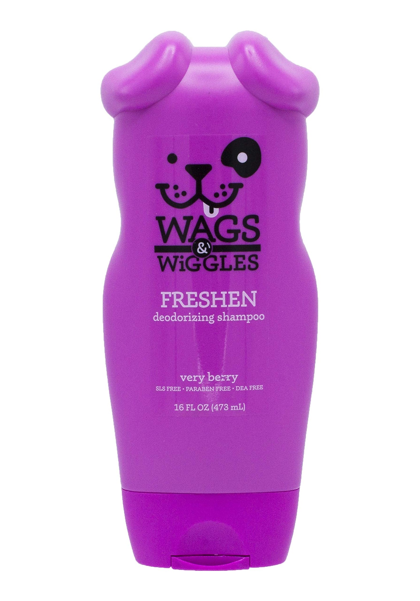 Wags & Wiggles Freshen Deodorizing Dog Shampoo in Very Berry Scent - Odor Control Dog Grooming Shampoo for Smelly Dogs, 16 Fl Oz