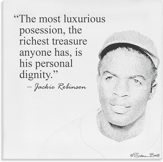 Stupell Industries Personal Dignity Jackie Robinson Quote Black and White Canvas Wall Art, 30x30, Multicolor