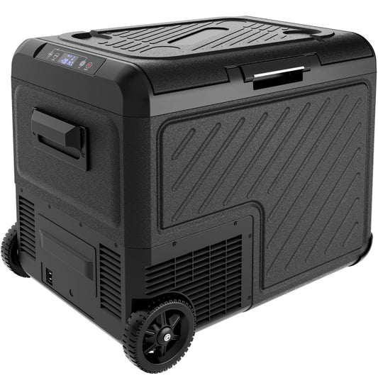 EUHOMY 12 Volt Refrigerator, 49QT Dual Zone Car Refrigerator, Electric Cooler 12/24V DC & 100-240V AC, Car Fridge -4℉~68℉, Portable Freezer with Wheels for Camping, Truck, Travel