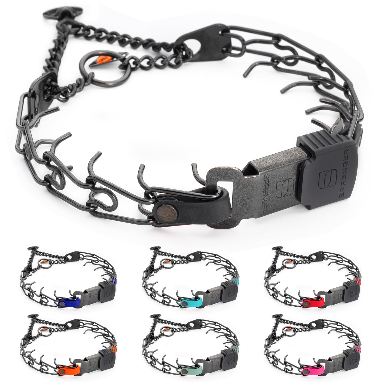 Herm Sprenger Black Stainless Steel Dog Collar with Quick Release ClicLock Buckle and Biothane Insert Training Collar Made in Germany (Black, 16in x 2.25mm(Neck Size up to 13-14in))