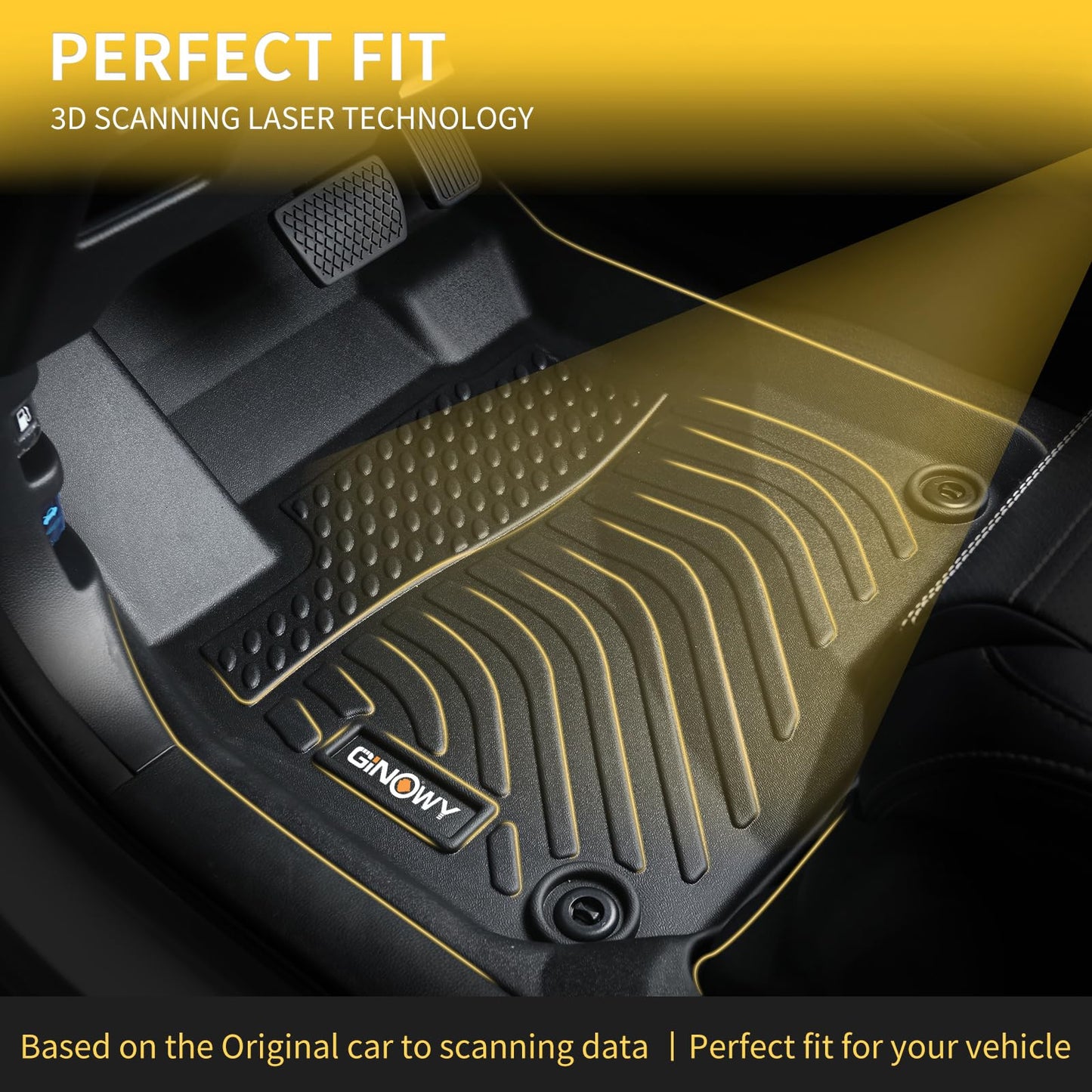 GINOWY-Floor Mats & Cargo Liner for Toyota Corolla Cross 2020-2025, All Weather Car Mats Rubbe Liners for Toyota Corolla Cross Cargo Trunk Mat Trunk Liner Accessories