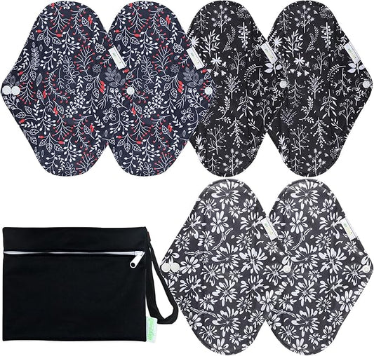 wegreeco Charcoal Reusable Sanitary Pads - Cloth Sanitary Pads | Light Incontinence Pads | Reusable Menstrual Pads - 1 Cloth Mini Wet Bag (Small, Summer Flowers)