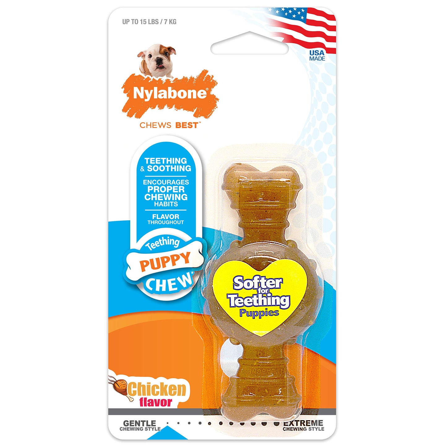 Nylabone Ring Bone Chew Toy for Puppies, Puppy Teething Toys, Puppy Enrichment Toys, Chicken Flavor, X-Small Dogs - Up to 15 lbs, 1 Count
