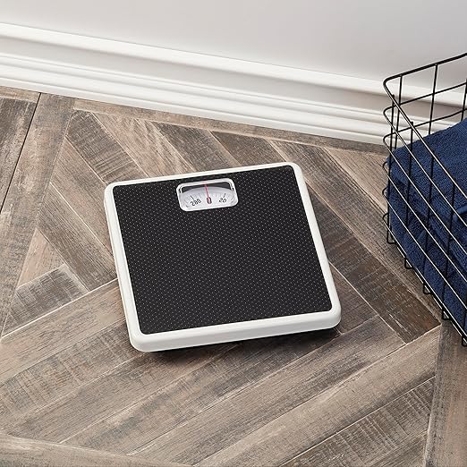 Taylor Analog Scale, Dial Scale for Body Weight, Mechanical Bathroom Scale, Highly Accurate Non-Digital Weighing Machine, Measures Weight up to 300 lb Capacity, Battery Free, FSA HSA Eligible, Black
