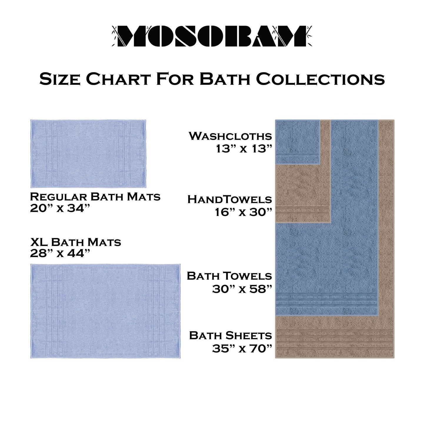 Mosobam Luxury Turkish 12pc Towel Set 30X58 16X30 13X13 White Oversize 700 GSM Bamboo Viscose & Aegean Turkish Combed Cotton