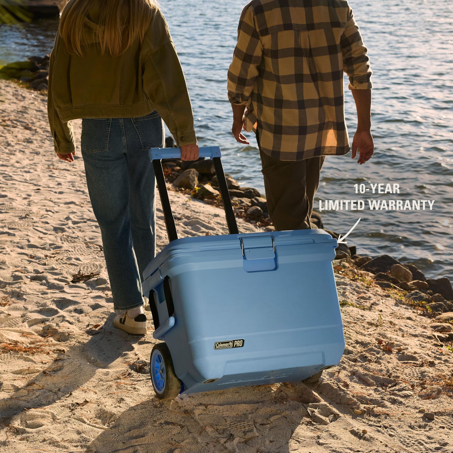 Coleman Pro Heavy-Duty 55qt Wheeled Ultra-Light Premium Hard Cooler, Extra-Thick Insulation Keeps Ice up to 5 Days, 92-Can Capacity, Heavy-Duty Wheels