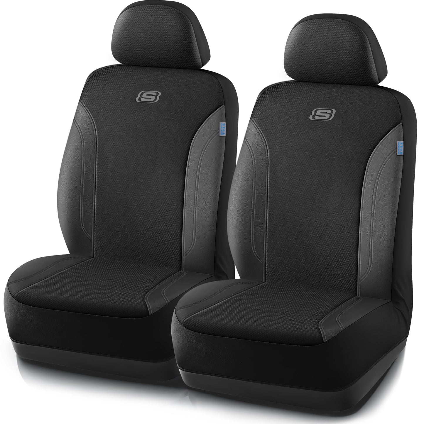 Skechers Car Seat Covers, Work Leather Seat Covers 5-Times Stronger Built-in Webbing, Oxford Fabric Front Seat Cover, Airbag Compatible, Automotive Comfort for Cars, Trucks, SUVs,Black