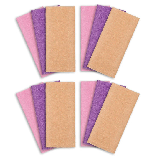 ARCH&M Exfoliating Washcloth 12 Pack Back Scrubber for Shower Towel Body Scrubber Microabrasion Sponge Japanese Bath Wash Korean Beauty Wash Cloth Loofah Exfoliating Scrubber Peach Purple Pink