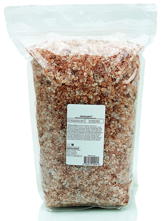 Indusclassic Kosher Pure Natural Unprocessed Himalayan Edible Pink Cooking Coarse Grain Salt (10 lbs Coarse Grain 3~6mm)