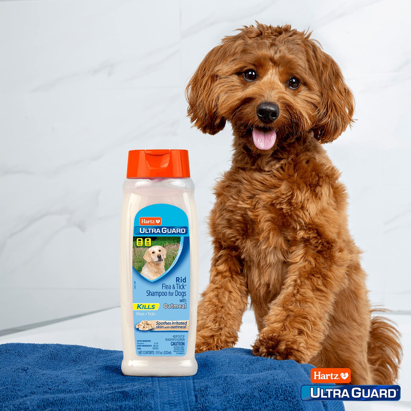 Hartz UltraGuard Rid Flea & Tick Oatmeal Dog Shampoo, 18 oz Bottle