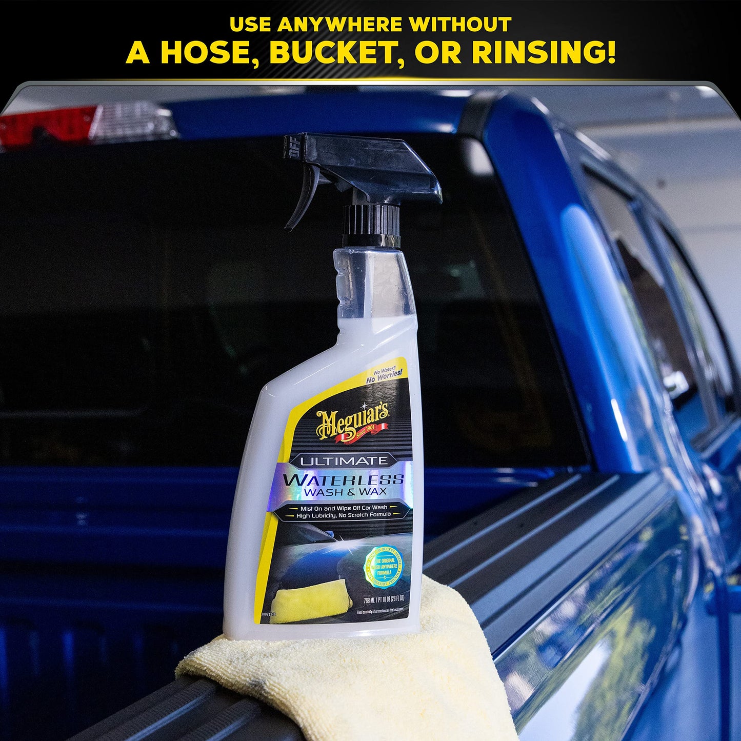 Meguiar's Ultimate Waterless Wash & Wax, Scratch-Free Waterless Car Cleaning Spray That Makes Detailing Quick and Easy, 2-in-1 Cleaner and Protection to Help Your Ride Shine, 26 Oz