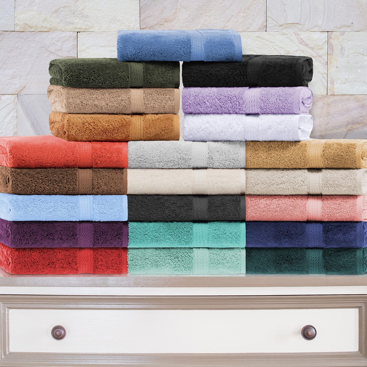 BNM Egyptian Cotton Heavyweight Towels, Ideal For Bathroom, Shower, Spa, Hotel, 800 GSM, Face/ Washcloths, Hand Towels, Bath Towels, Highly-Absorbent, Luxury Basics, 9 Piece Towel Set, Forest Green