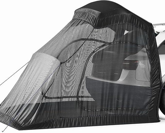 Universal SUV Tent Spacious Camping Attachment for SUV Car Van Minivan Hatchback and Truck Rear Door Setup for Outdoor and Tailgate Use with Most Automobiles with Screen Tent & Rainfly