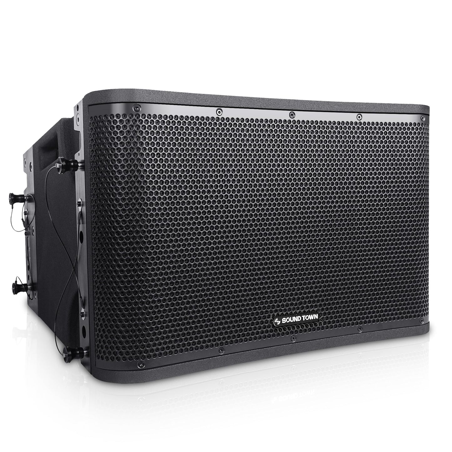 Sound Town ZETHUS Pair of 12” Powered 2-Way Line Array Loudspeaker System with Two Titanium Compression Drivers, Onboard DSP, for Live Sound, Club, Bar, Restaurant, and School, Black (ZS-112BPW-PAIR)