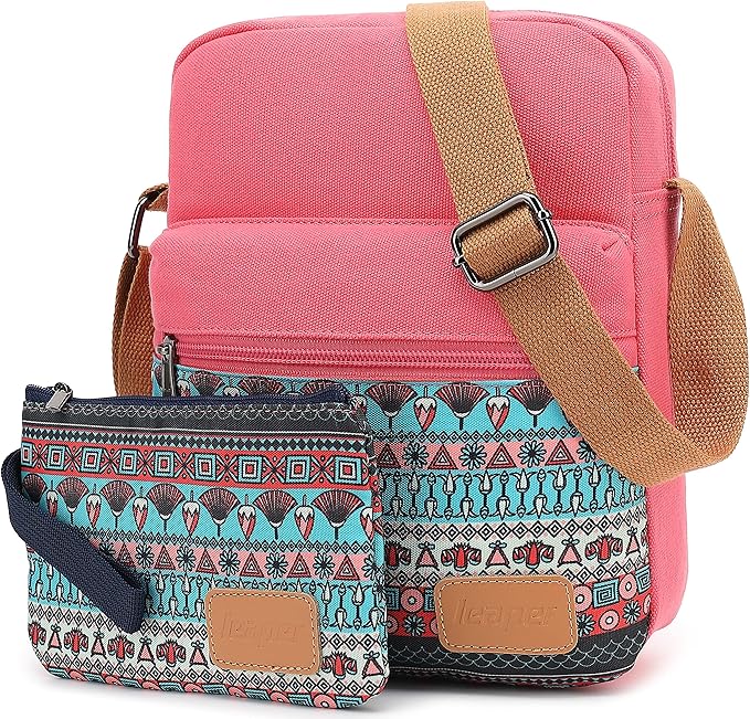 Leaper Girls Crossbody Purses for Kids 2 PCS Cross Body Bag Women Messenger Bag Girls Canvas Bag Cross Body Purse Set