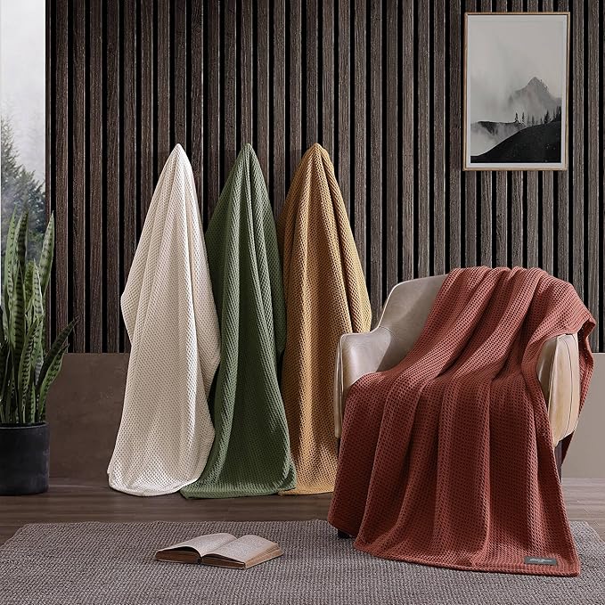 Eddie Bauer Blanket Soft Waffle Weave Bedding, Medium Weight Bedroom Decor, Softens Every Wash, King, White